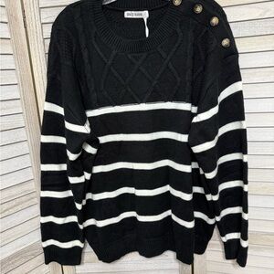 Grace Karin Black and White Striped Sweater